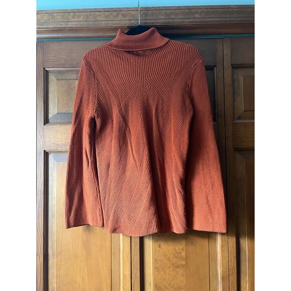 Chico's Women's Ribbed Key Hole Turtleneck Sweater Long Sleeve Orange Size 1 (M) - Picture 10 of 10